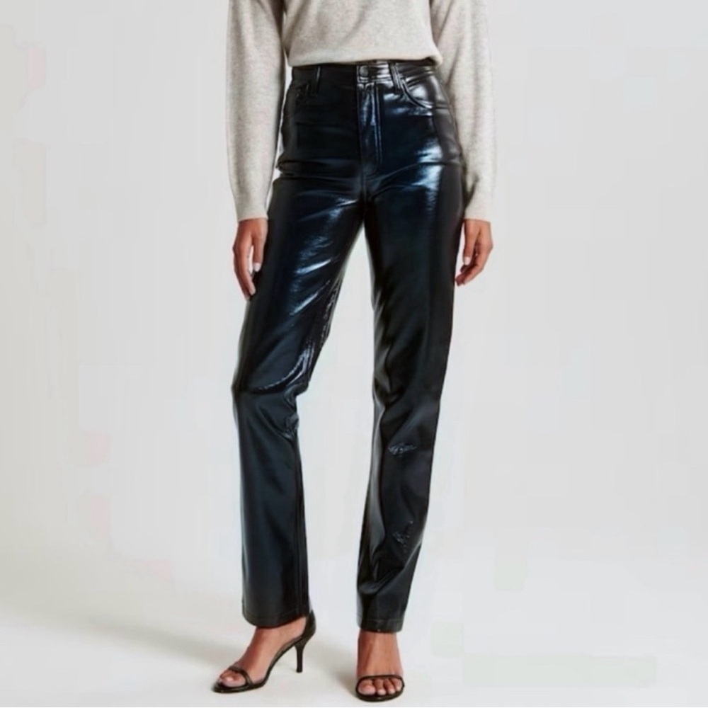 90s Straight Ultra High Rise patent leather pants